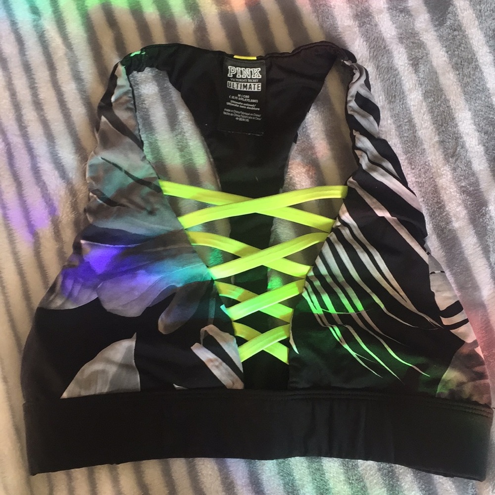 Pink Victoria secret work out bra green black m